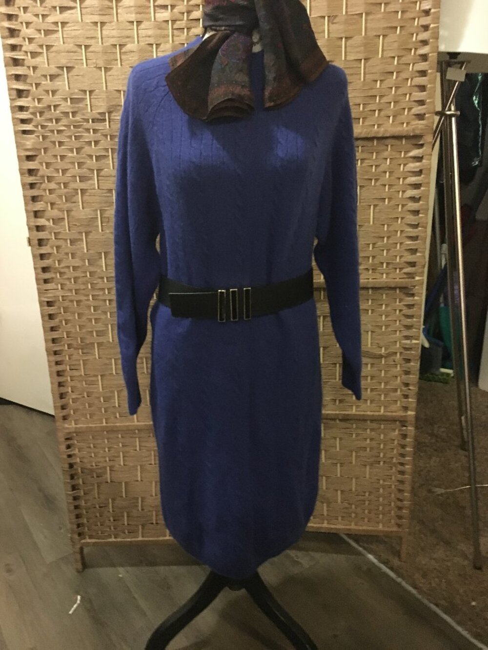 Angora electric blue sweater dress